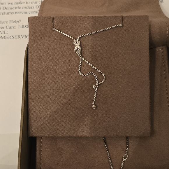 David Yurman Sterling Silver Petite X Lariat Y Necklace w/ Diamonds - Picture 4 of 5